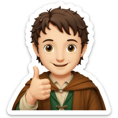 Frodo from lord of the ring doing a thumb up sticker