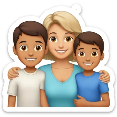 smiling boys and his mom in outdoor setting sticker