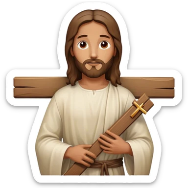 Jesus holding a cross  sticker