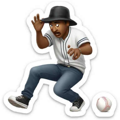 man in hat and baseball tee throwing smartphone on the ground really hard sticker