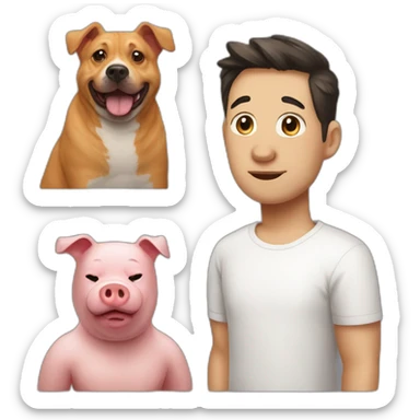 cat man dog big pig sticker