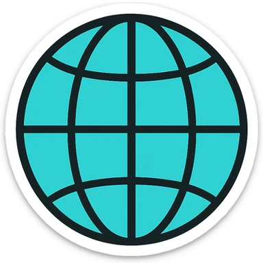 globe with latitude and longitude lines, lineal color style, black outlines sticker