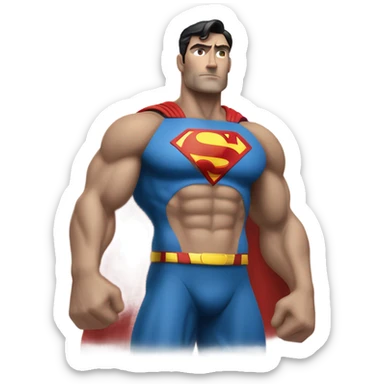the superman with abs white man sticker