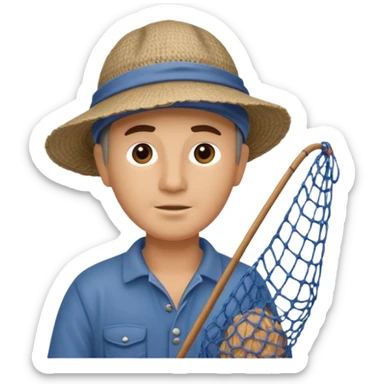 a fisherman is casting the fishing net sticker