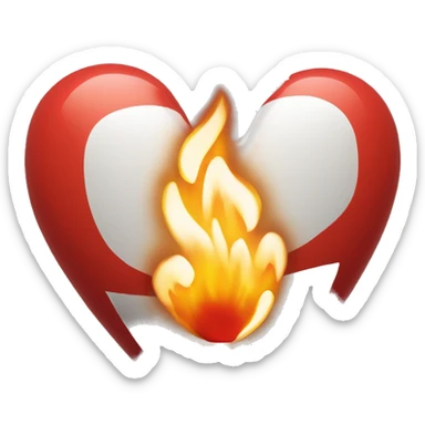 Cœur rouge avec une croix et du feu au dessus  sticker