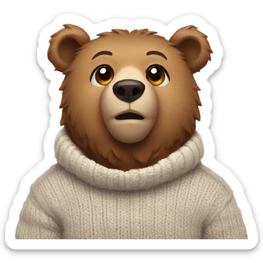Bear wearing a cozy sweater sticker