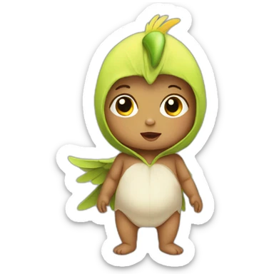 human baby in a bird costume sticker