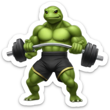 Bodybuilder Turtle pumping Iron sticker