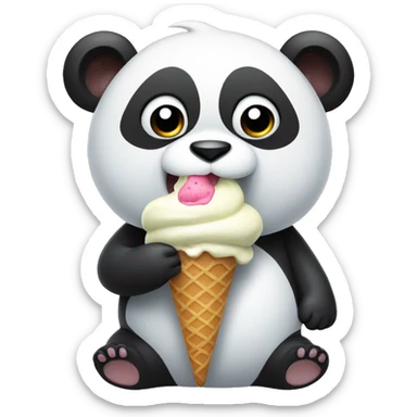 Panda eating ice cream sticker