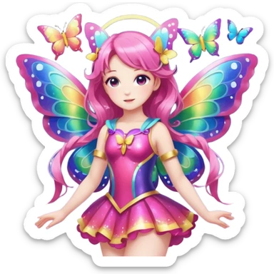 (1 Rainbow Glitter Magical Girl With Butterfly Wings), (1 Hot Pink Magical Girl With Butterfly Wings)(3 Sun Magical Girl With Butterfly Wings)(1 Moon Magical Girl With Butterfly Wings)(1 Aurora Borealis Magical Girl With Butterfly Wings)(1 Galaxy Magical Girl With Butterfly Wings) sticker