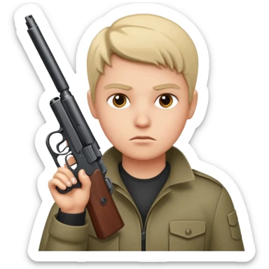 gun pointing next to head sticker