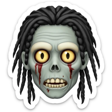 Grey Zombie with black dreadlocks sticker