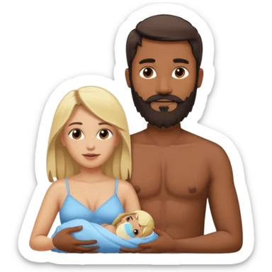 Indian man with beard holding naked blonde woman vagina sticker