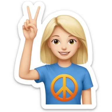 smiling girl with peace sign\ sticker