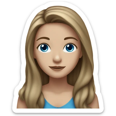 white Girl with a tan and long brown hair and blue eyes sticker