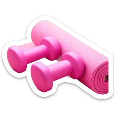 light pink yoga mat and dumbbells sticker