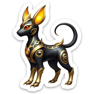 Shiny Gothic Exotic Futuristic Houndoom-Genesect-Torracat-Pokémon-Fakémon-hybrid-creature sticker