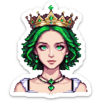 beautiful princess with striking green eyes and a crown sticker