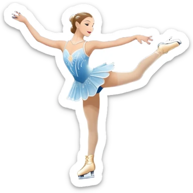 An icon featuring a grand arena Madison Square Garden, filled with spectators with graceful figure skater performing a flawless routine on an ice rink. Snowflakes and spotlights add to the elegance and beauty of the performance. Transparent background. sticker