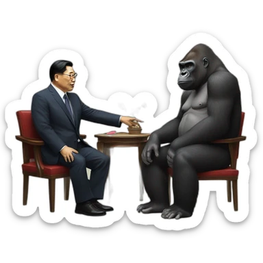 Gorilla meeting supreme leader Kim Yong UN sticker