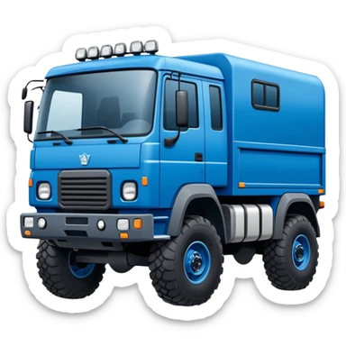 european looking expedition truck in blue flat snout sticker