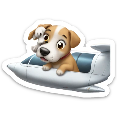 A dog on top of an airplane sticker