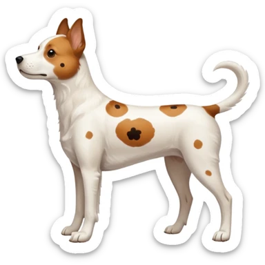 White dog with brown spots with only three legs, from the side  sticker