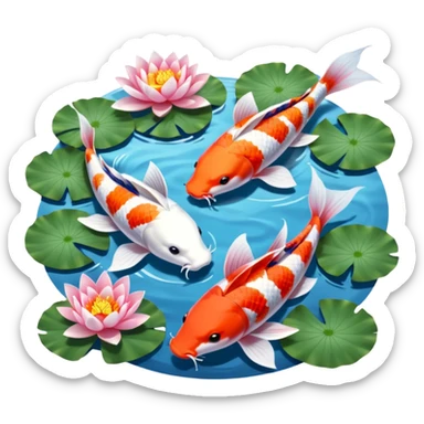 romantic koi and lotus pond sticker