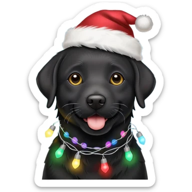 Charcoal Labrador with Christmas lights sticker