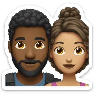 Couple black man with beard and ver light skinned woman sticker