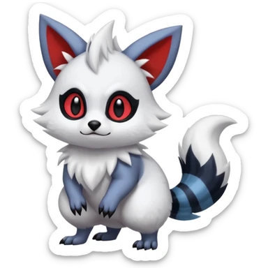 furry fuzzy Absol-Zorua-Furret-Zangoose-Chinchilla-fusion-animal-Fakémon-hybrid-creature  sticker