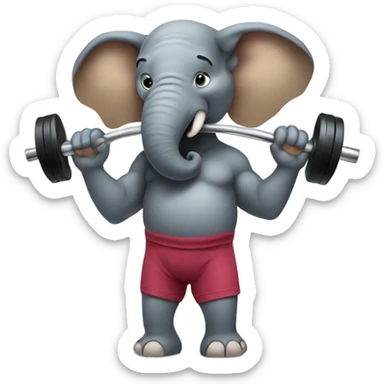 Sick elephant lifting weights sticker