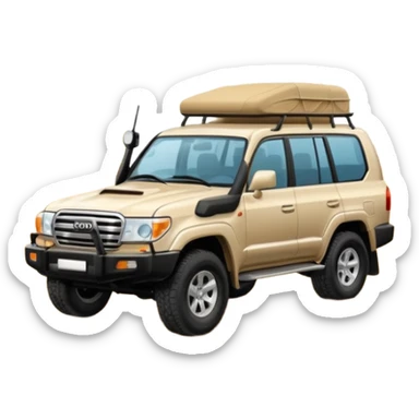 the name 'Doha' integrated with a Land Cruiser 2007 and sand dunes in emoji style sticker
