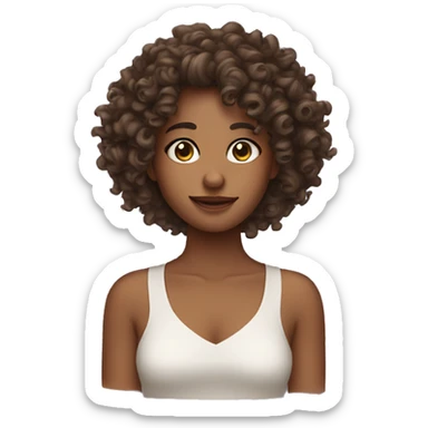 long curly hair cute skincare sticker