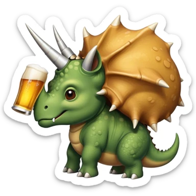 triceratops with beer sticker