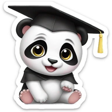 baby panda wearing graduation cap sticker