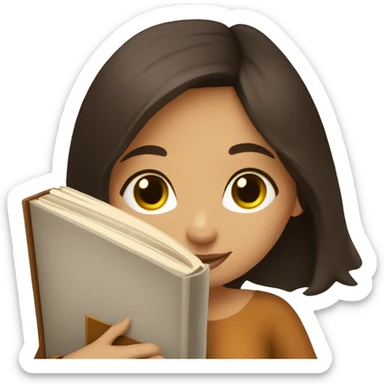 beautiful brunette girl hugging a book sticker