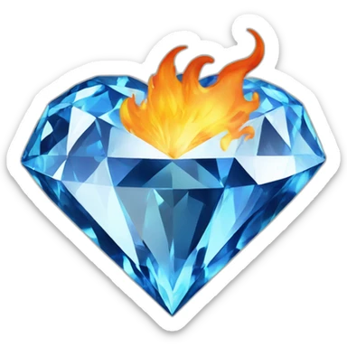 diamond heart on fire sticker