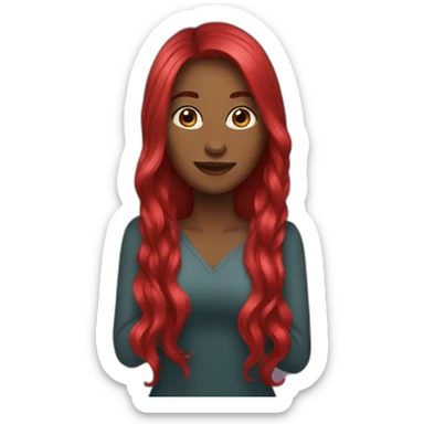 women with ruby long hair sticker