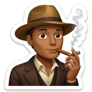 a shadowy face smoking a cigar sticker