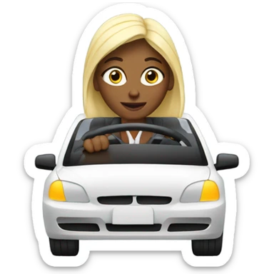 Lady driving car being an uber  sticker
