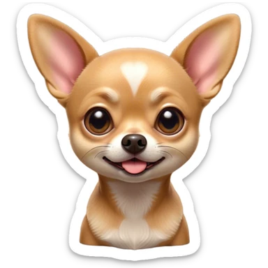 Cinematic Comical Fawn Short Haired Chihuahua Portrait Emoji, Head tilted dramatically with an exaggeratedly shocked or offended expression, short fawn fur with a sleek texture, wide, expressive dark eyes filled with exaggerated disbelief, Simplified yet hilariously expressive features, highly detailed, glowing with a slightly sassy glow, high shine, dramatic yet playful, stylized with an air of attitude, bright and endearing, soft glowing outline, capturing the essence of a sassy and over-the-top pup, so meme-worthy it feels like it could side-eye its way into internet fame instantly! sticker