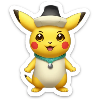 cutie alien whole body similar to pikatchu with a college mortarboard sticker