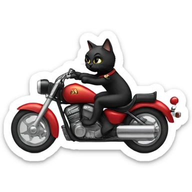 Black cat riding a motorcycle  sticker