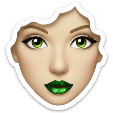 Taylor Swift with green eyeshadow and glitter green lips sticker