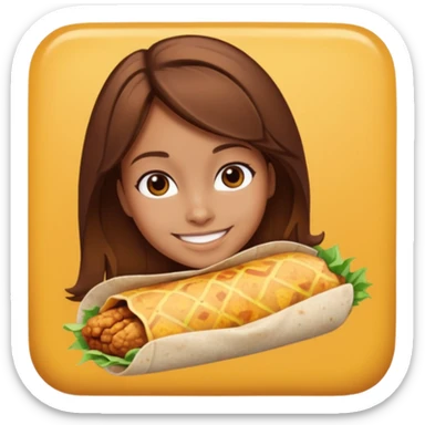 Girl with brown hair "resting chicken burrito face" sticker
