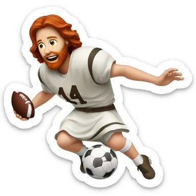 Redhead jesus playing football sticker