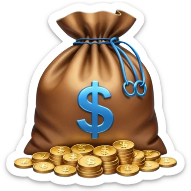 money bag on top of blue coins stack sticker