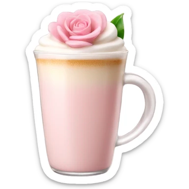 Light Pink latte classy in glass with flower sticker