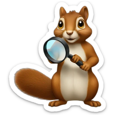 realistic detective squirrel holding a magnifying glass sticker